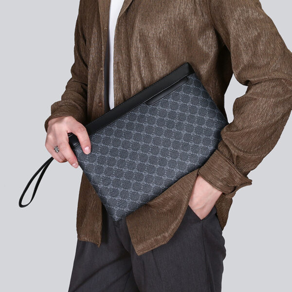 Men’s Black Retro PU Leather Bag – Stylish Handheld & Clutch Business Pouch